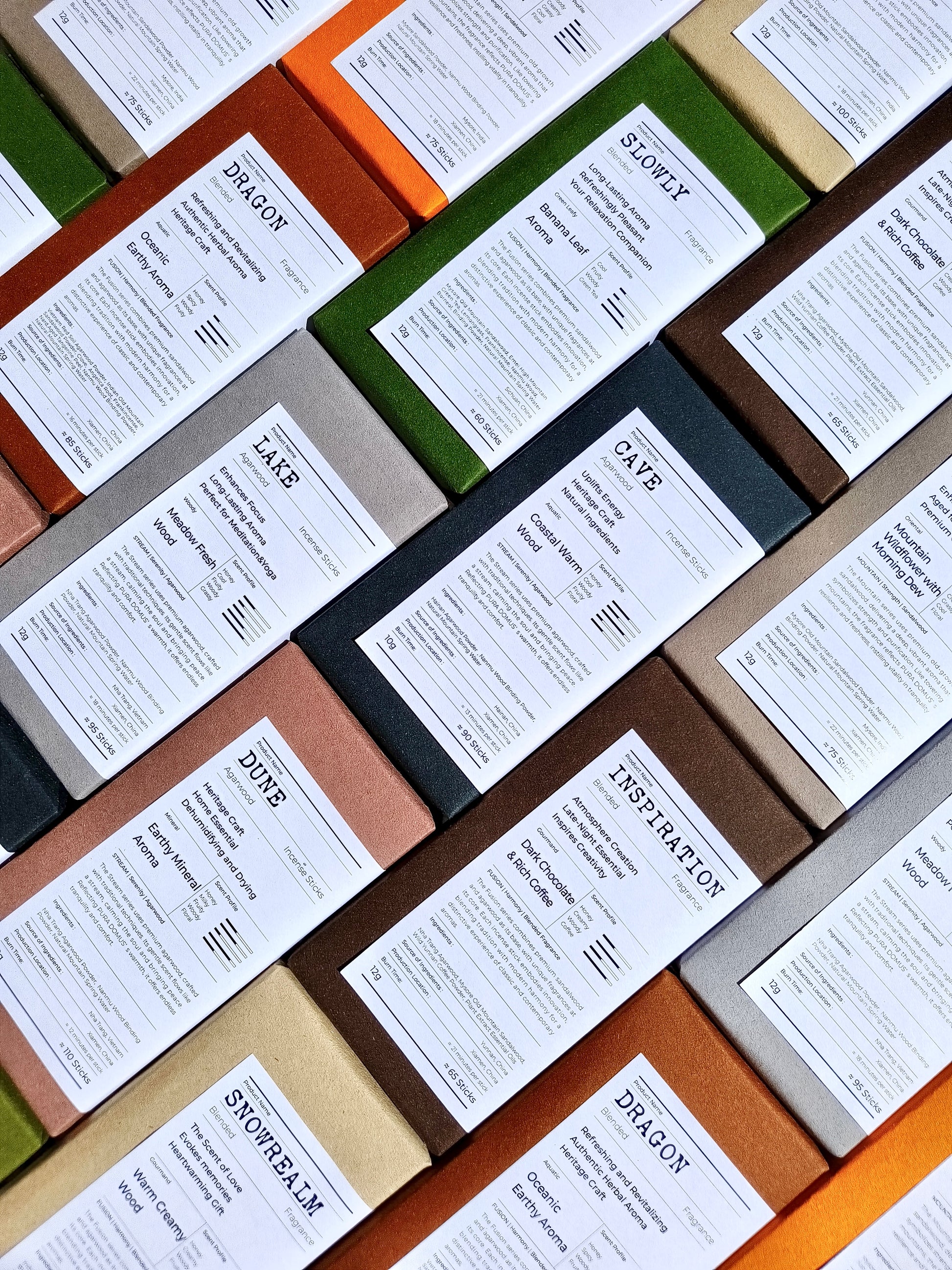 Pattern of printed documents on a grid of colored boxes