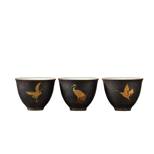 Ceramic Tea Cup with Ancient Standing Crane Designed