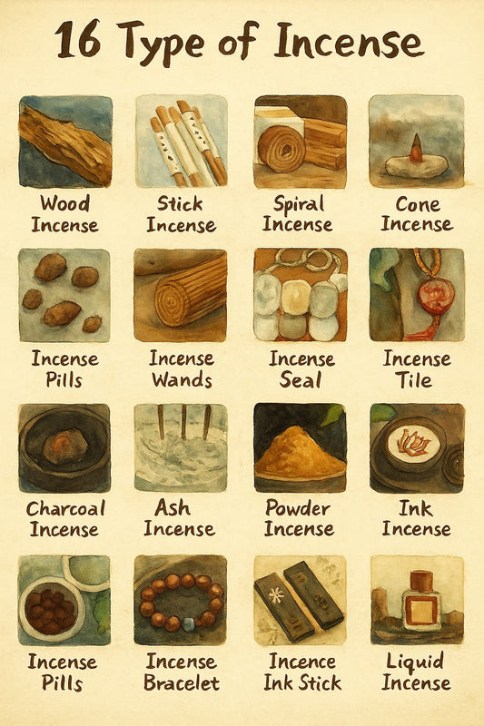 A lit incense stick in a ceramic burner, with smoke rising softly in a tranquil, wooden setting.