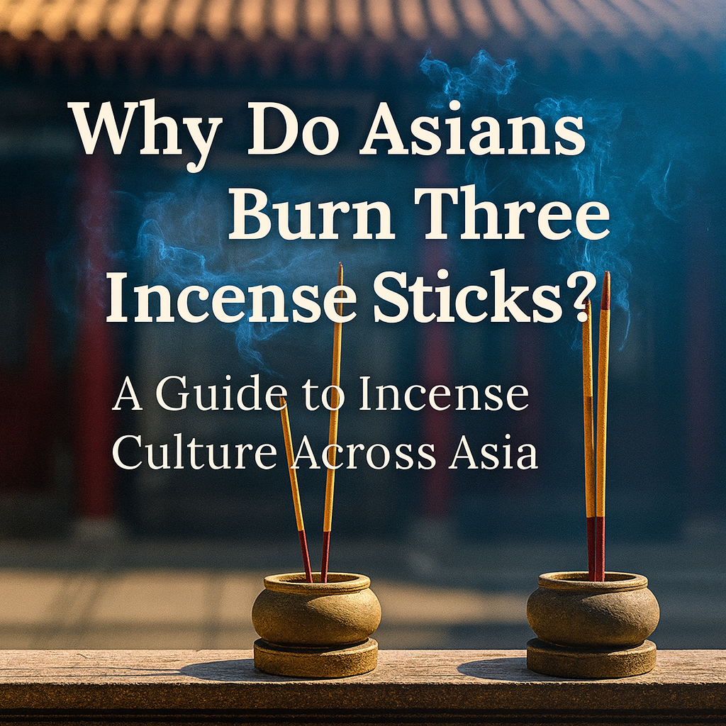 Three incense sticks burning in an Asian temple, illustrating incense rituals, cultural symbolism, and traditional spiritual practices across Asia.