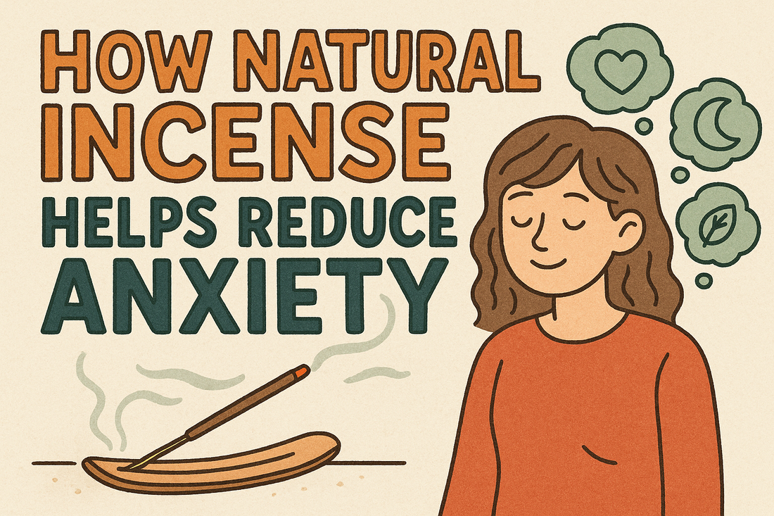 Title reads “How Natural Incense Helps Reduce Anxiety,” symbolizing Zen rituals and emotional ease.