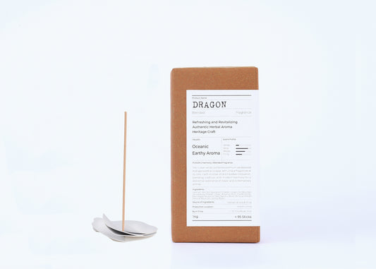 Incense stick with packaging labeled 'Dragon' on a white background