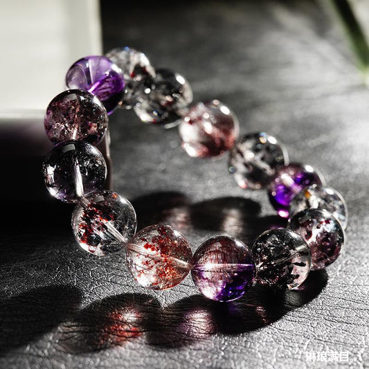 Super Seven Crystal Bracelet – Handcrafted Brazilian Quartz | 6mm–12mm Beads