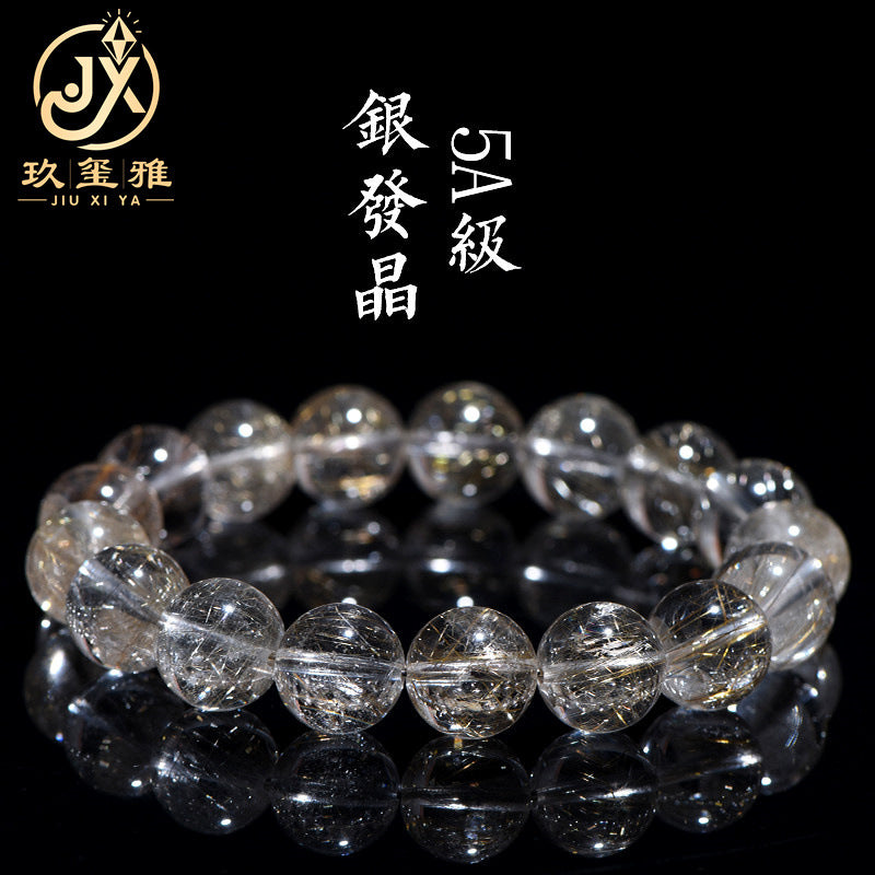 Introduction of natural silver rutilated quartz properties with Chinese description.