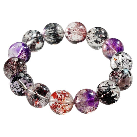 Super Seven Crystal Bracelet – Handcrafted Brazilian Quartz | 6mm–12mm Beads
