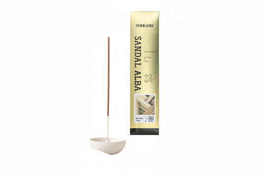 YUNXIN sandalwood incense packaging with incense sticks on a soft background