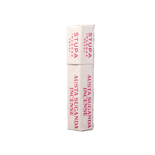 Austa Suganda incense packaging on a black background