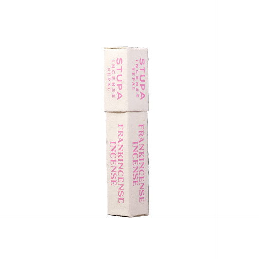 Two boxes of Stupa Frankincense Incense on a black background