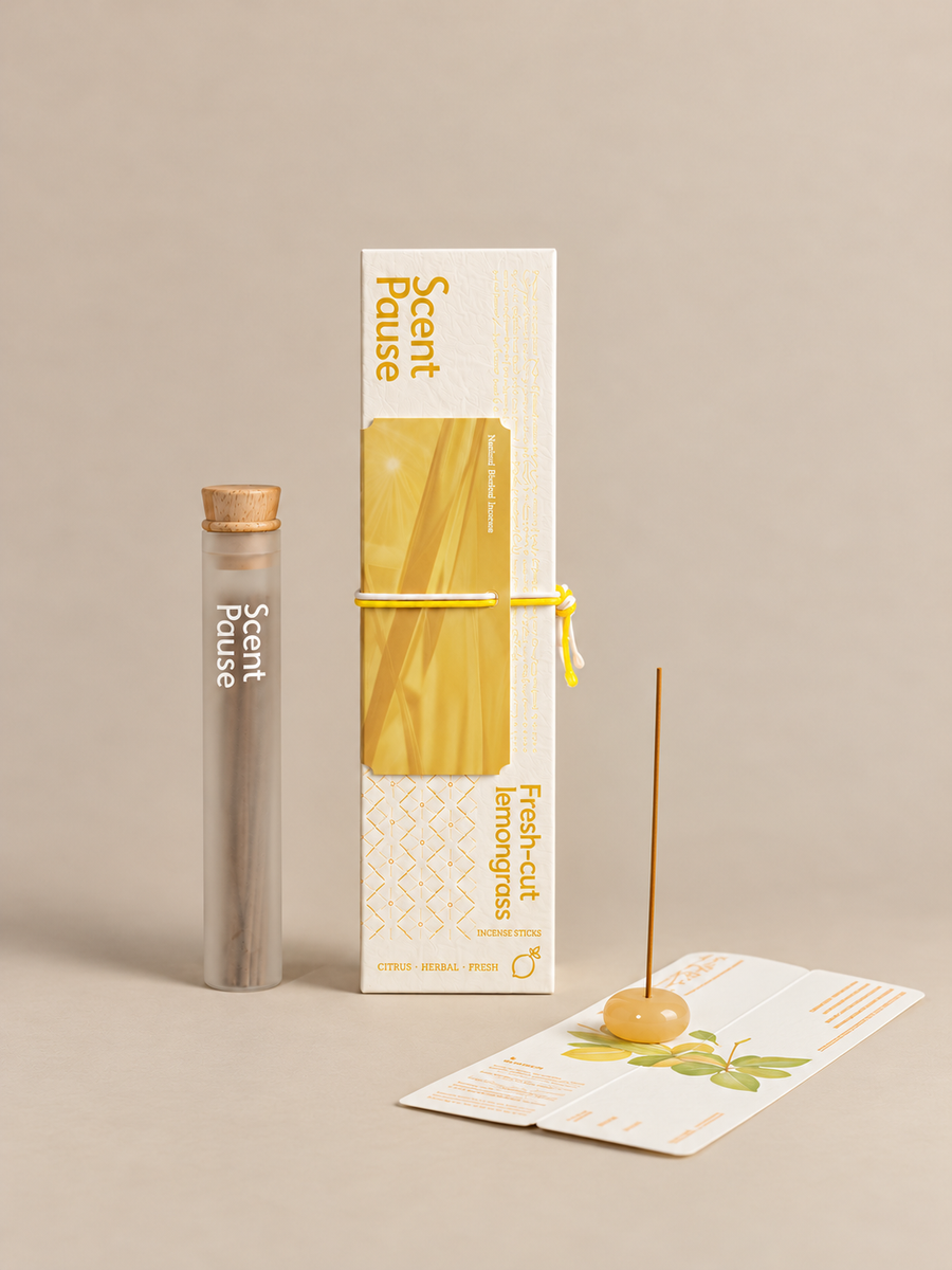 Fresh-Cut Lemongrass incense in its original packaging